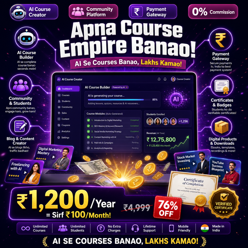 AI Course Creator Platform โ Apne Courses Banao, Sell Karo, Lakhs Kamao!