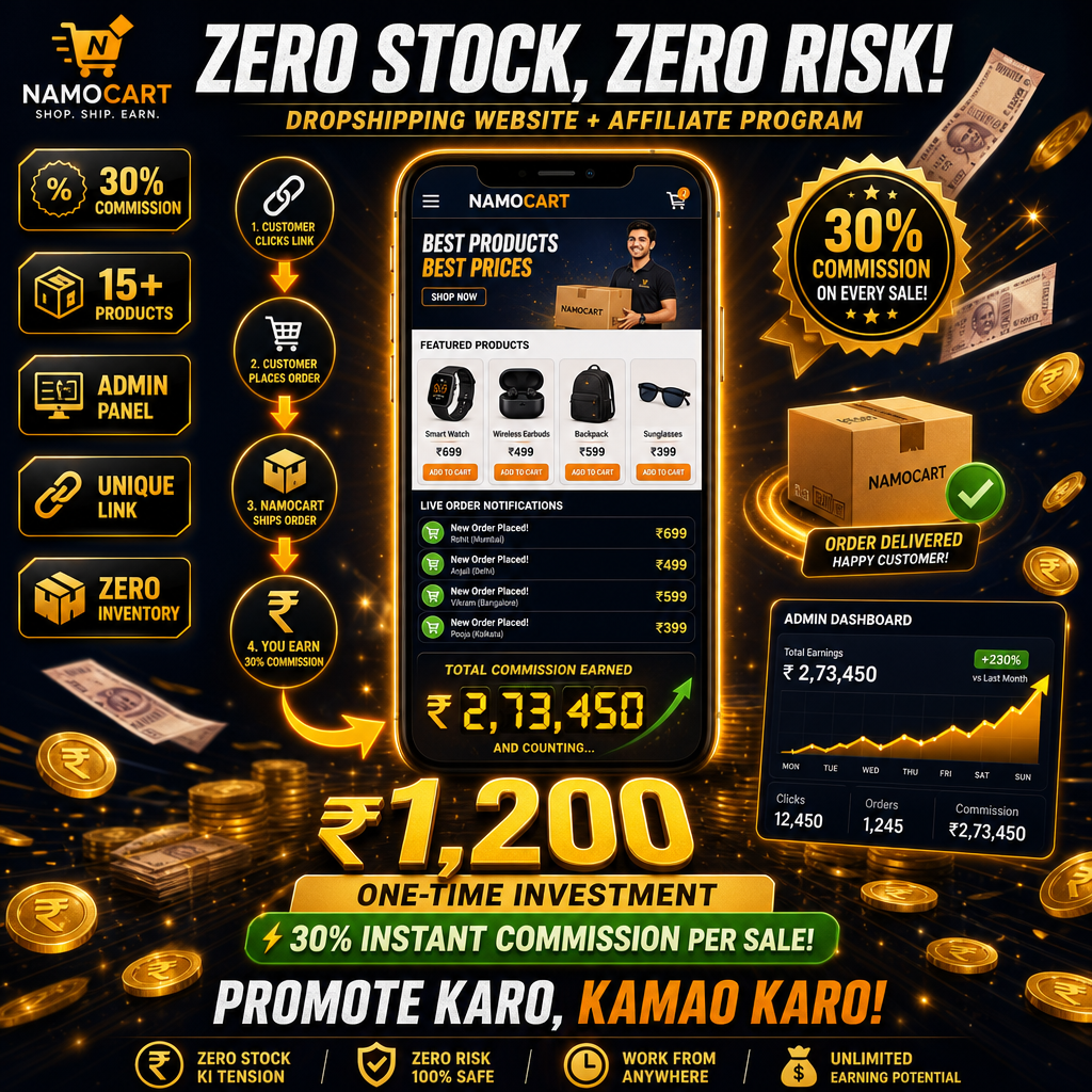 Dropshipping Website + Affiliate Program โ 30% Instant Commission, Zero Investment!