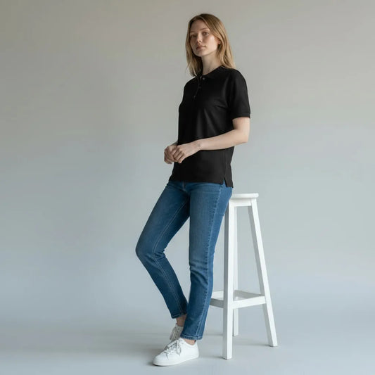 Premium Polo T-Shirt Black detail