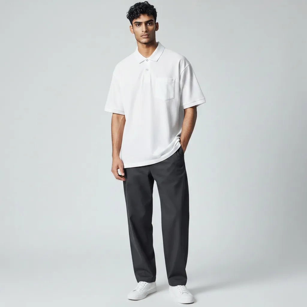 Premium Polo T-Shirt White detail